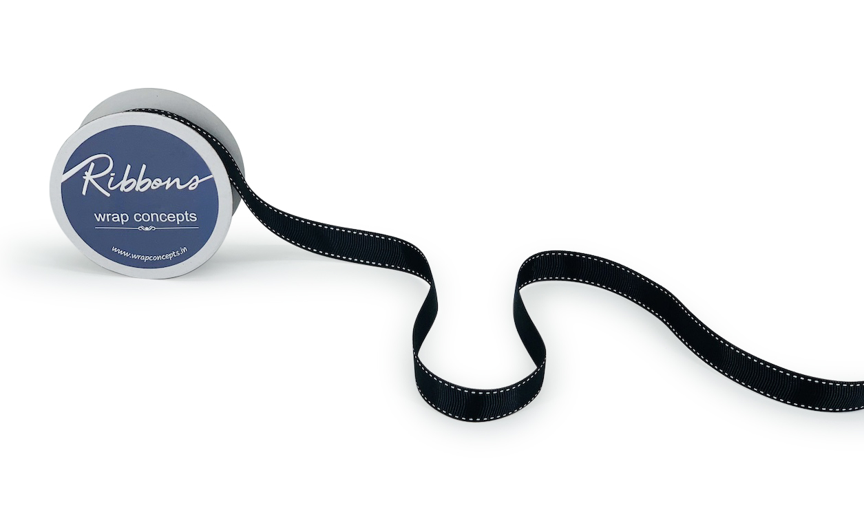 Grosgrain Ribbon with Cross Stitch Edges - Indigo Blue