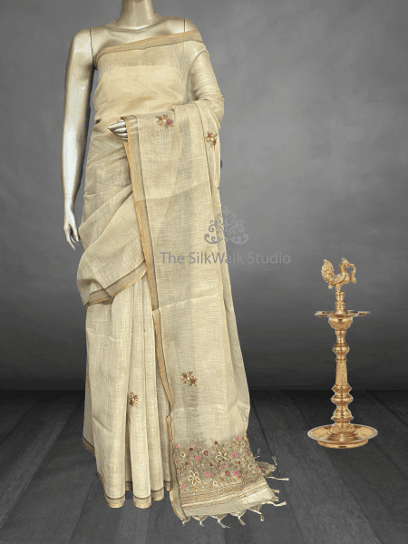 Saanvi - The Linen French Knot Saree in Heavy Blouse SWS167
