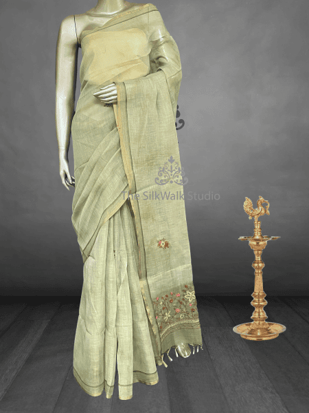 Saanvi - The Linen French Knot Saree in Heavy Blouse SWS169