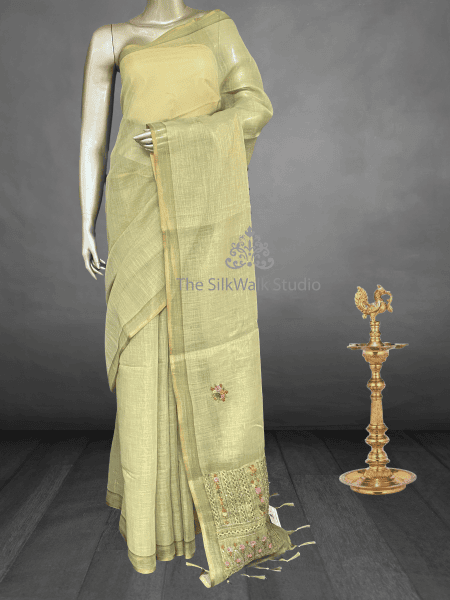 Saanvi - The Linen French Knot Saree with Heavy Blouse SWS176