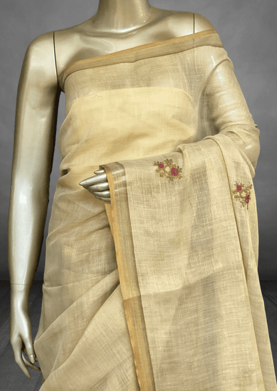 Saanvi - The Linen French Knot Saree in Heavy Blouse SWS167