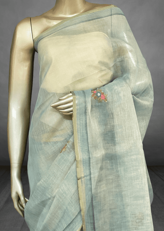 Saanvi - The Linen French Knot Saree with Heavy Blouse SWS168