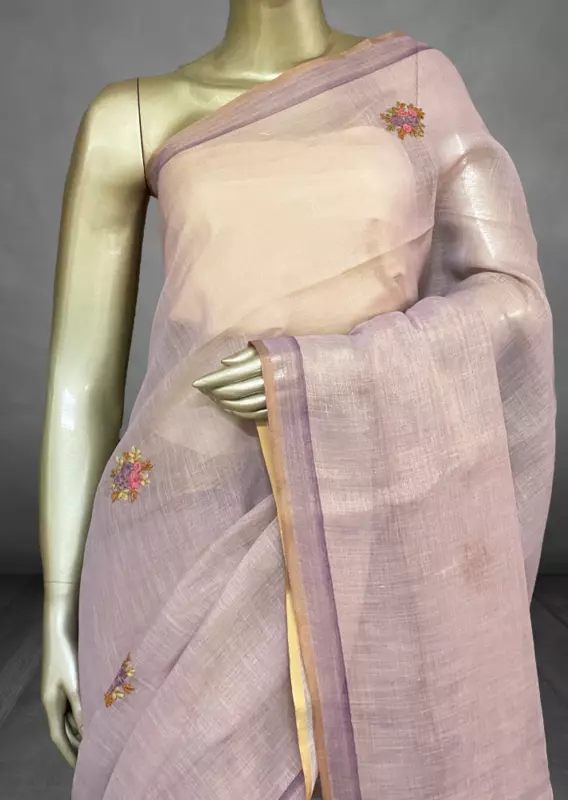 Saanvi - The Linen French Knot Saree with Heavy Blouse SWS177