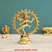 Lord Shiva Dancing Nataraja Brass Idol - 6 Inch Height