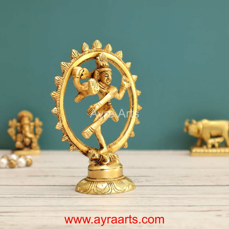 Lord Shiva Dancing Nataraja Brass Idol - 6 Inch Height