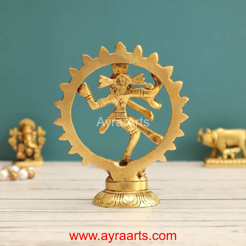 Lord Shiva Dancing Nataraja Brass Idol - 6 Inch Height