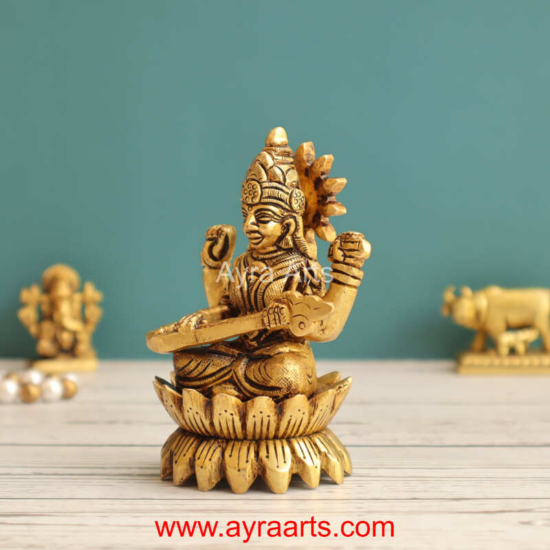 Brass Kamal Saraswati- 3.5 Inch Height
