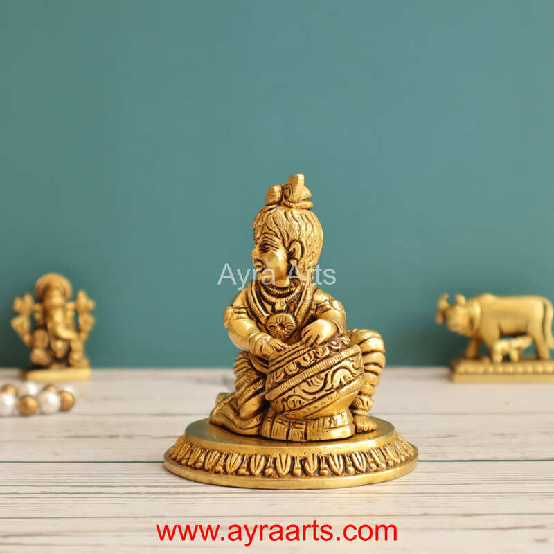 Brass Matki Krishna 3.5 Inch Height