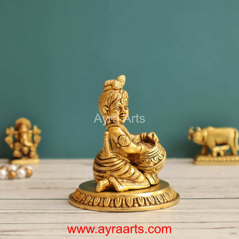 Brass Matki Krishna 3.5 Inch Height