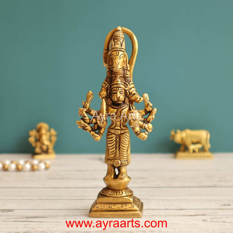 Brass 5 Face Hanuman - 5.5 Inch Height