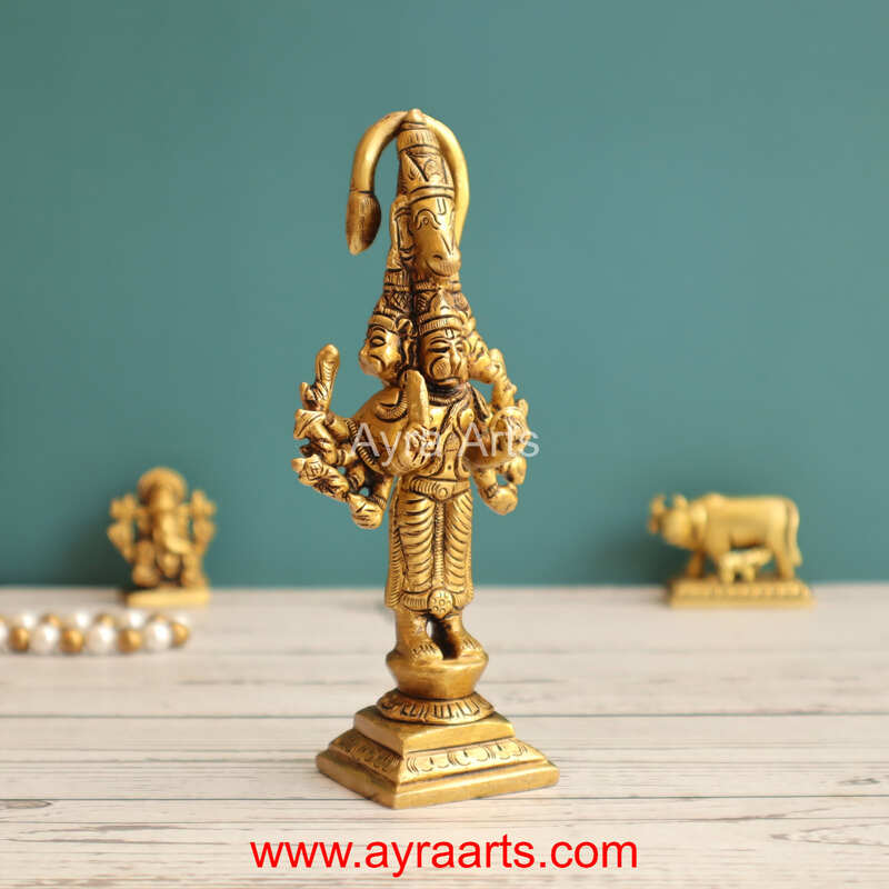 Brass 5 Face Hanuman - 5.5 Inch Height