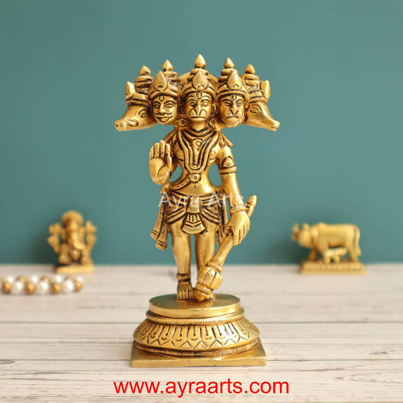 Brass Panchamukhi Hanuman 5.5 Inch Height