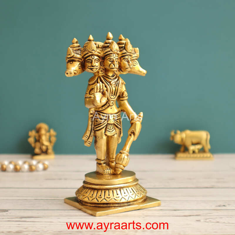 Brass Panchamukhi Hanuman 5.5 Inch Height