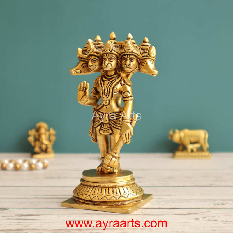 Brass Panchamukhi Hanuman 5.5 Inch Height