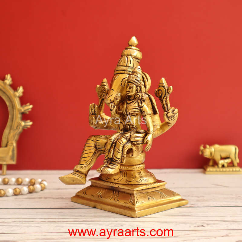 Brass Hayagriva With Lakshmi 6.5 Inch Height