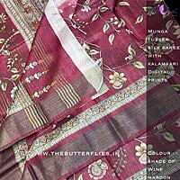 Munga Tusser silk saree with Kalamkari Prints YBRSTUS21300
