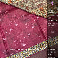 Munga Tusser silk saree with Kalamkari Prints YBRSTUS21300