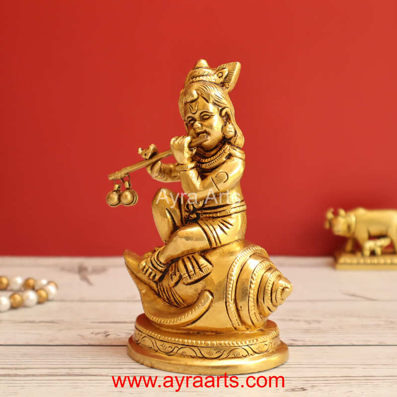 Brass Shankh Krishna 5 Inch Height