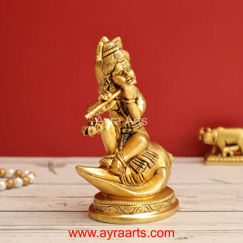 Brass Shankh Krishna 5 Inch Height
