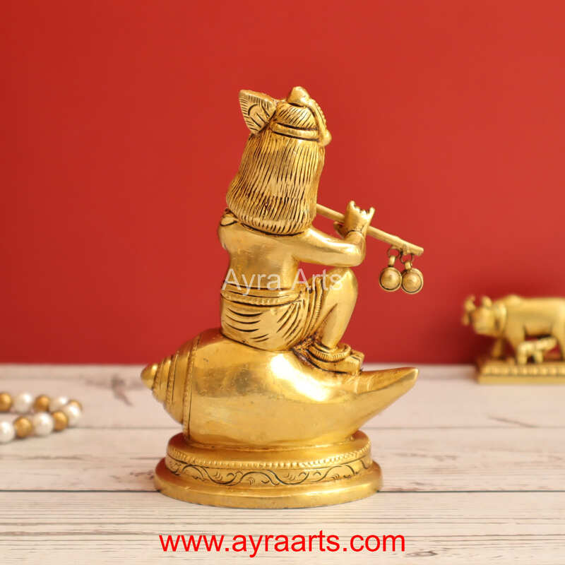 Brass Shankh Krishna 5 Inch Height