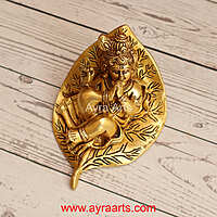 Brass Leaf Krishna 6 Inch Height