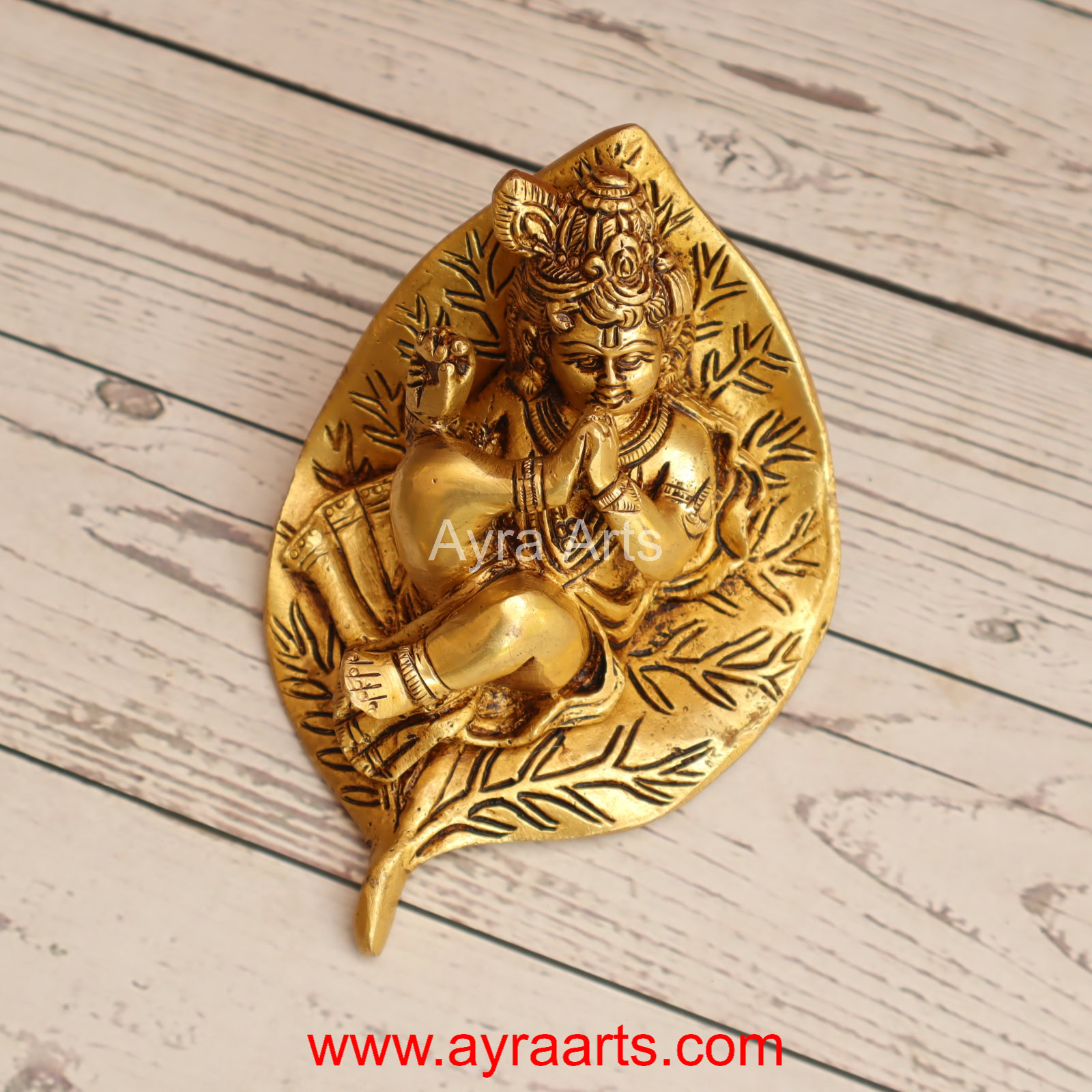 Brass Leaf Krishna 6 Inch Height