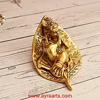 Brass Leaf Krishna 6 Inch Height
