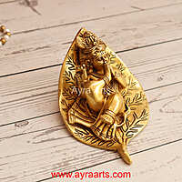 Brass Leaf Krishna 6 Inch Height