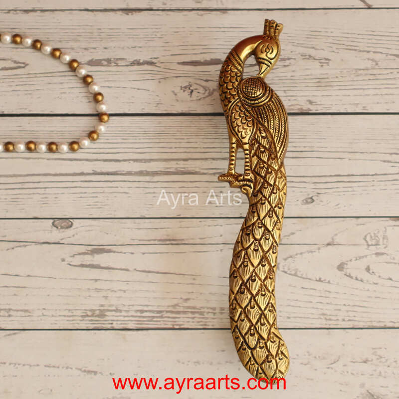 Peacock Door Handle for Main and Pooja Door - 9.5 Inch Height