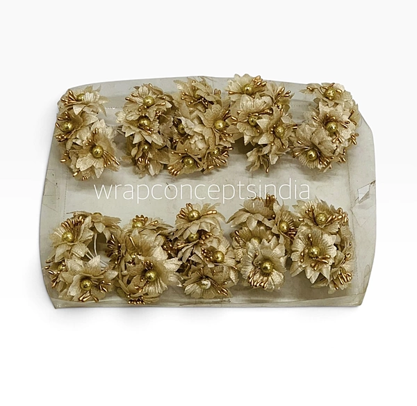 Small flowers on stick with glitter ball-Gold