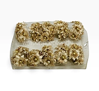 Small flowers on stick with glitter ball-Gold