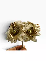 Small flowers on stick with glitter ball-Gold