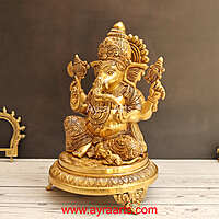 Brass Chowki Ganesha 12.5 Inch Height
