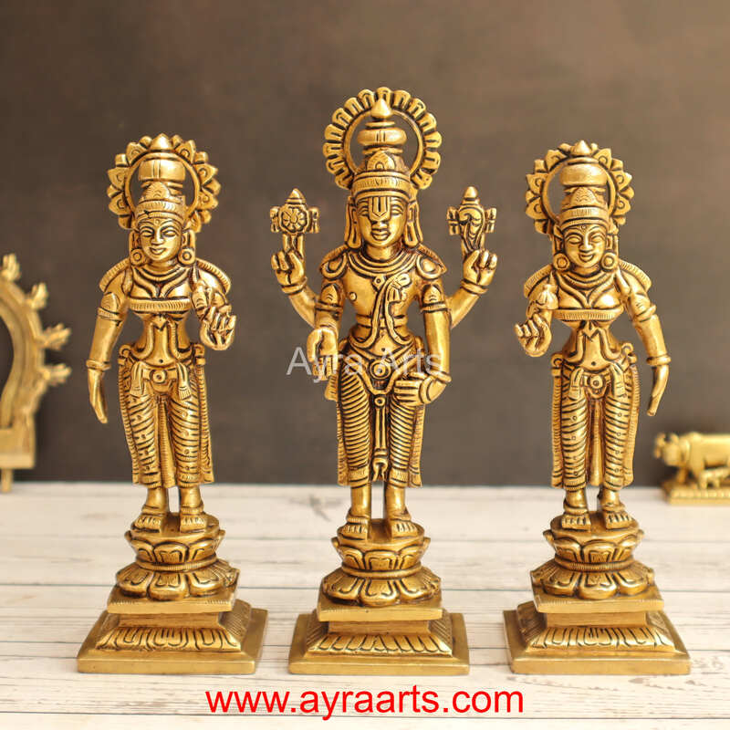Brass Balaji Sridevi Bhudevi 8 Inch Height