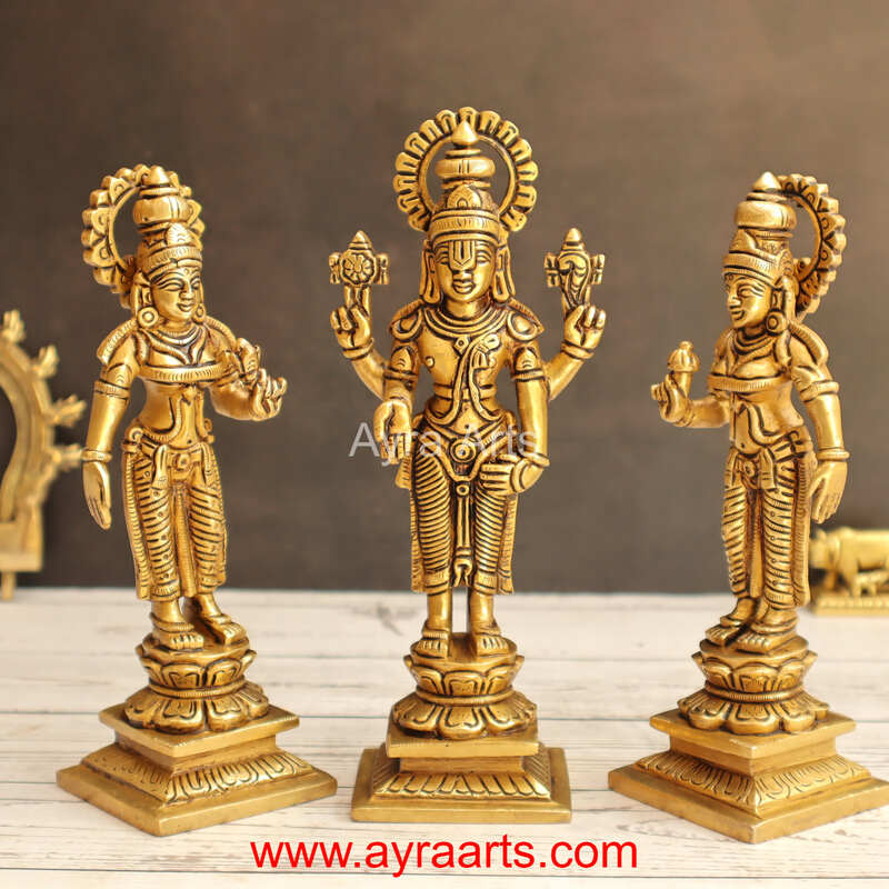 Brass Balaji Sridevi Bhudevi 8 Inch Height