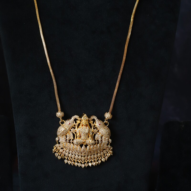 lakshmi with elephant design one gram long chain