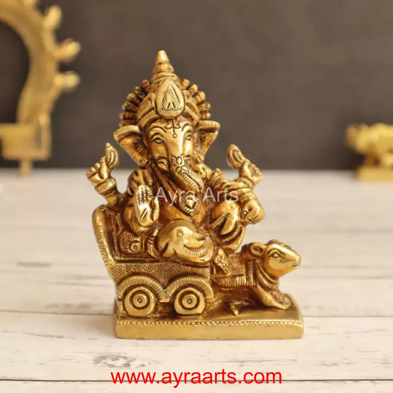 Brass Rath Ganesha 4 Inch Height
