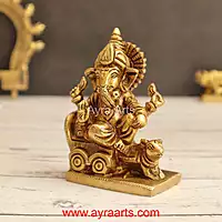 Brass Rath Ganesha 4 Inch Height