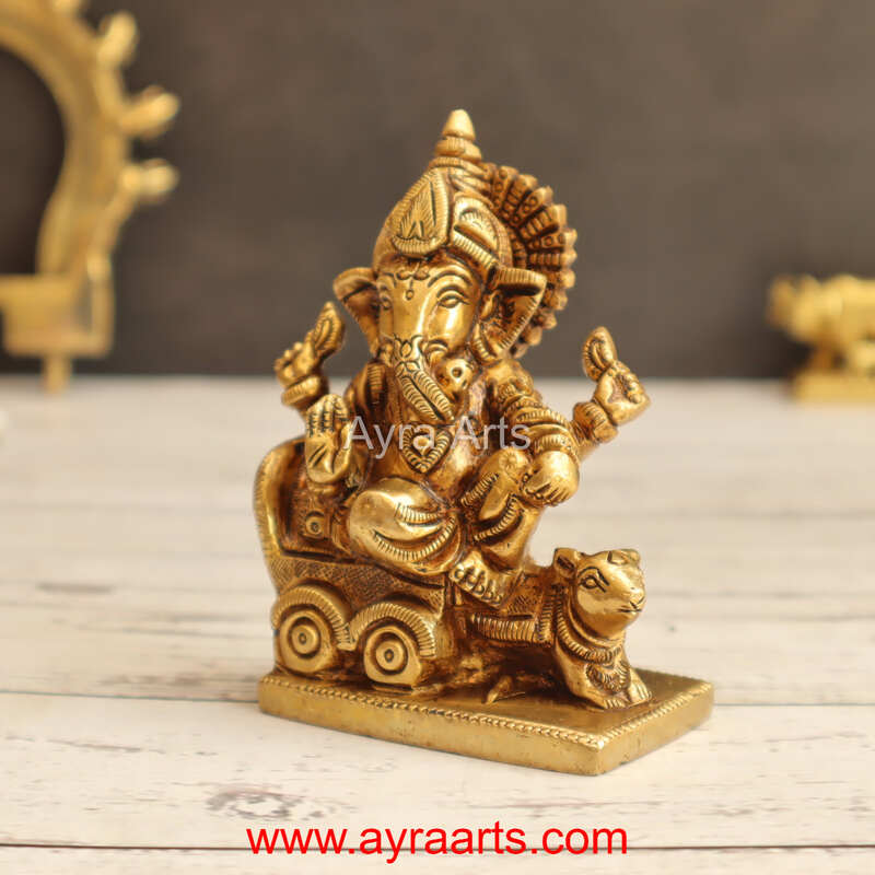 Brass Rath Ganesha 4 Inch Height