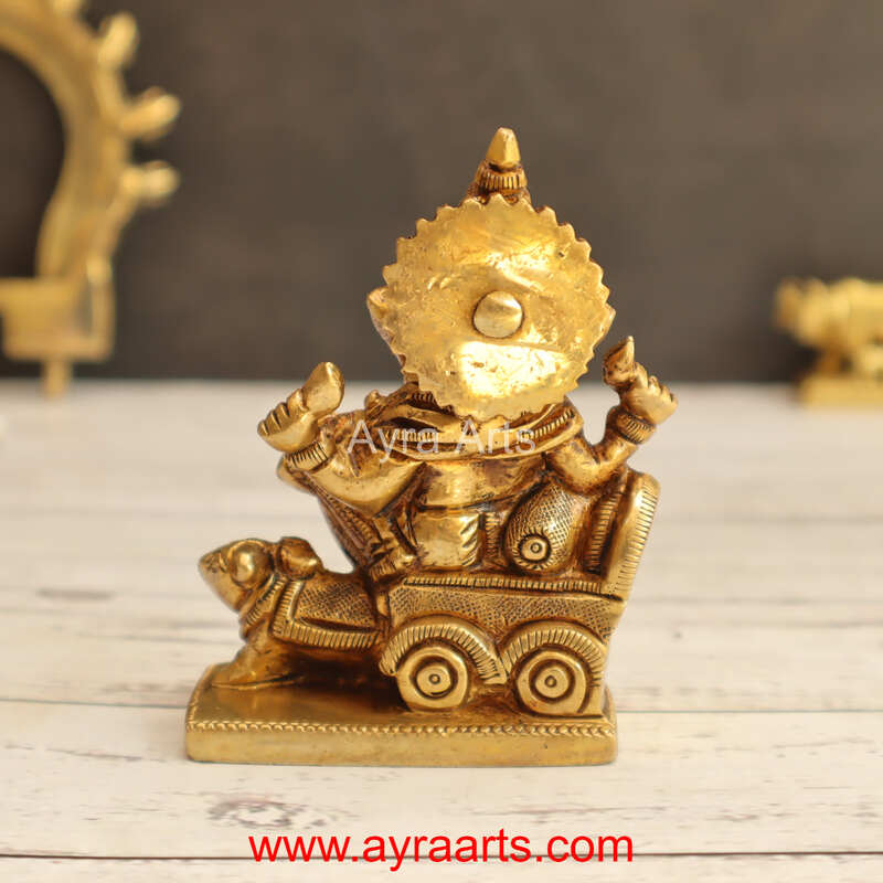 Brass Rath Ganesha 4 Inch Height