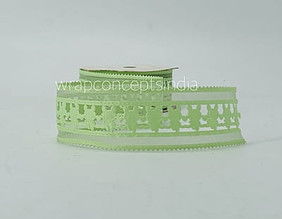 Bunny Cut Work Ribbon- Pistachio Green