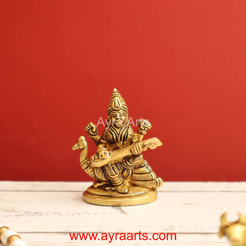 Brass Saraswati Devi 2.5 Inch Height