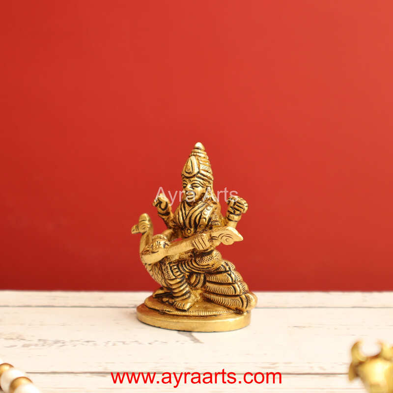 Brass Saraswati Devi 2.5 Inch Height