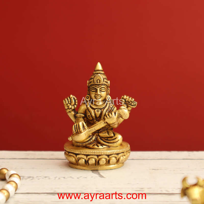 Brass Saraswati Idol 3 Inch Height