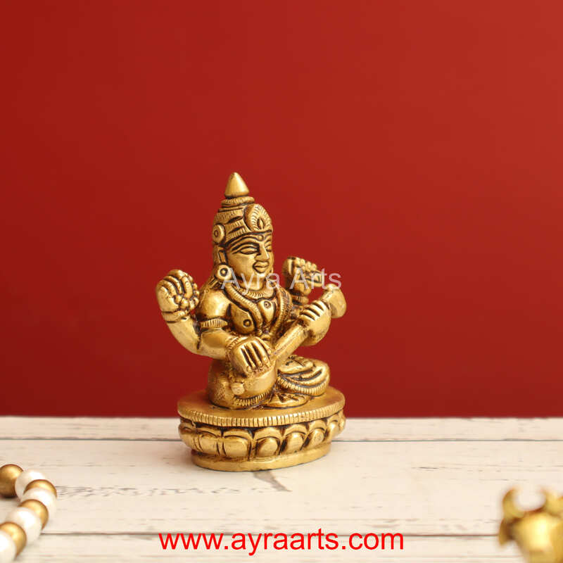Brass Saraswati Idol 3 Inch Height