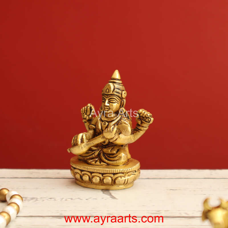 Brass Saraswati Idol 3 Inch Height