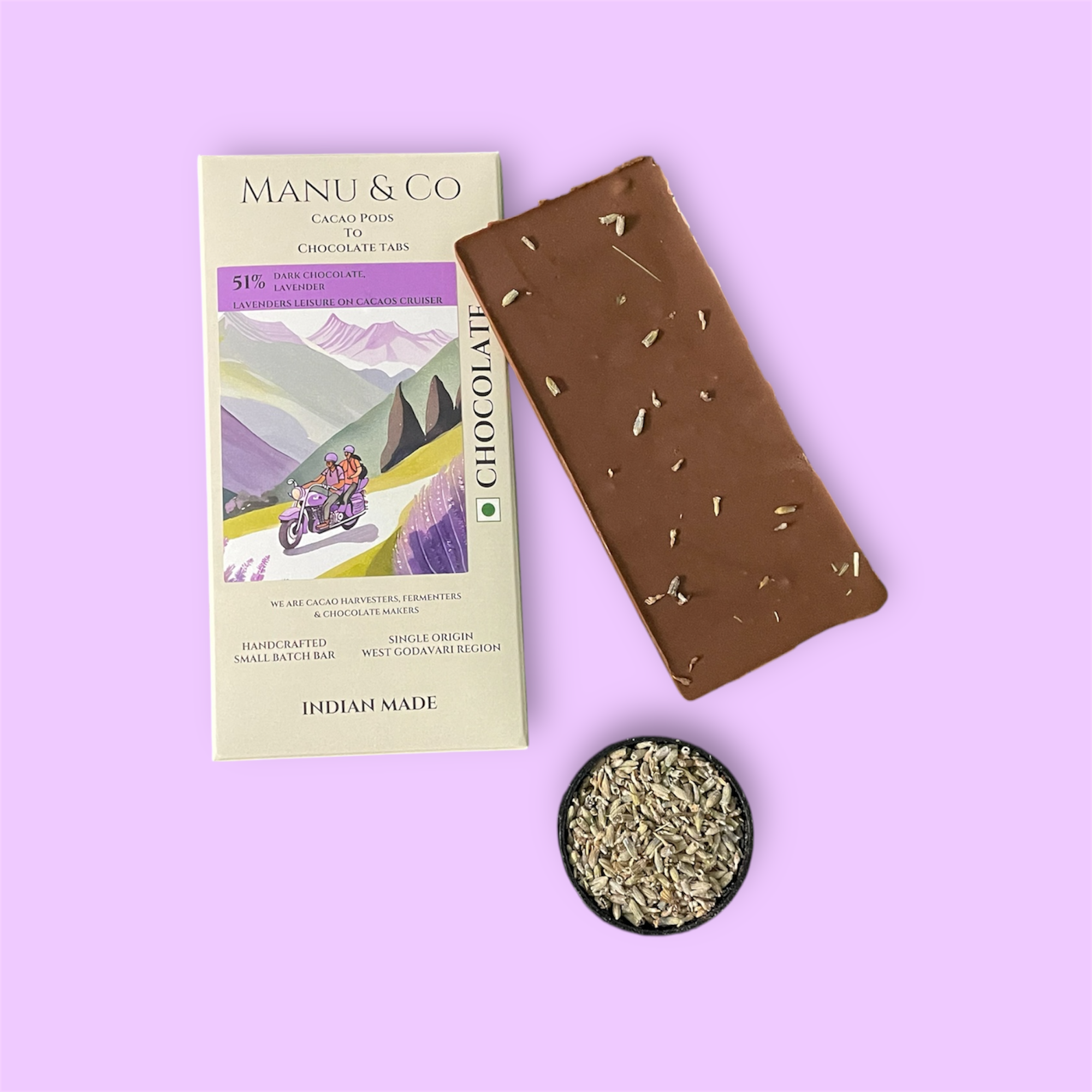 51% Dark Chocolate and Lavender 51% Dark Chocolate and Lavender