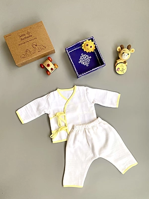 Muslin Full-Sleeve Top & Pant Set - Kimono Style