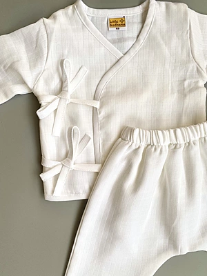 Muslin Full-Sleeve Top & Pant Set - Kimono Style
