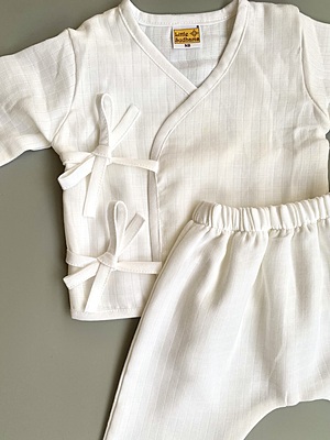 Muslin Full-Sleeve Top & Pant Set - Kimono Style